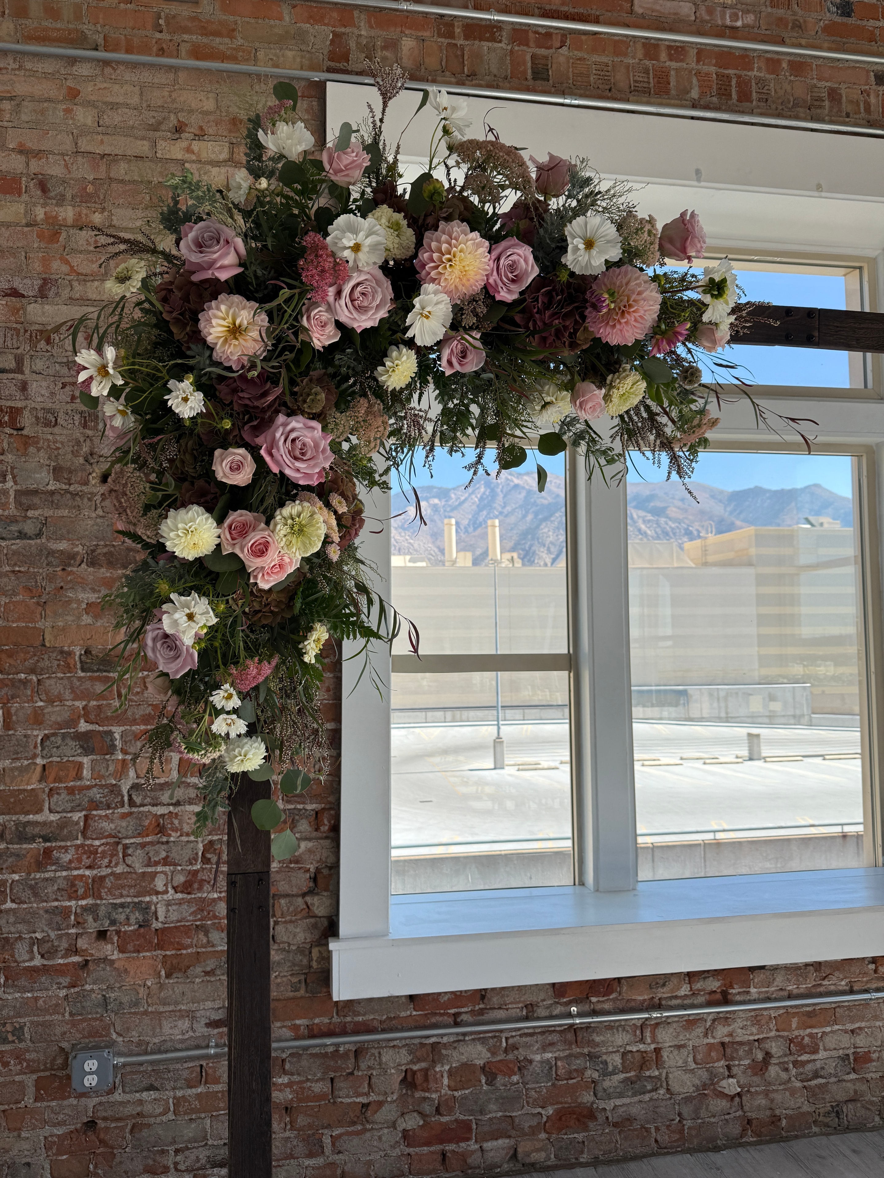 Close-up floral detail at wedding ceremony